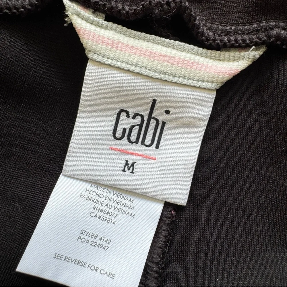 CAbi black pink high rise abstract floral stretch pocket leggings size medium